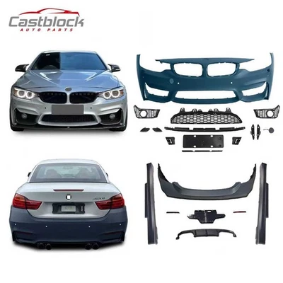 适用于 2014 - 2020 宝马 4 系列 F32 F33 至 M4 风格保险杠车身套件 + 侧裙 — 第 1/4 张图片