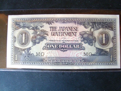 Malaya Japanese Invasion Money 1 Dollar 1940s Block MO Crisp Uncirculated  - Image 1 of 2