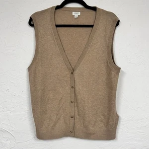 J Crew hellbraun Baumwolle Pullover Weste Damen L adrett dunkel Academia klassisch altes Geld - Bild 1 von 9