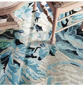 Hermosa alfombra acolchada a mano diseño floral para sala dormitorio - Imagen 1 de 3