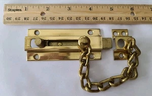 Vintage Door Chain Lock Security Latch Slide Bolt Old Door Hardware Nice Cond. H - Picture 1 of 4