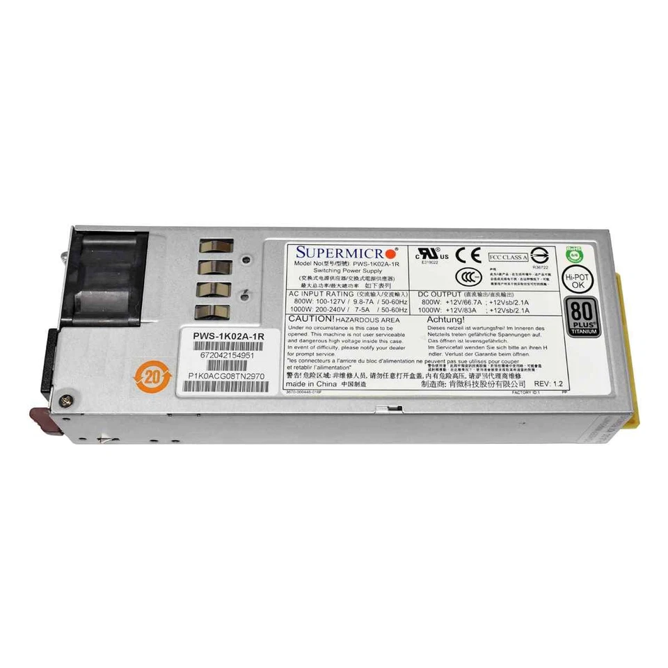 Supermicro 1000W PSU Netzteil Power Supply PWS-1K02A-1R 672042154951 für CSE-829 - Bild 1 von 3