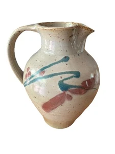 Robin Cage Pottery, Pitcher, Signed. Orange Blue Green Abstract Pattern. - Picture 1 of 15