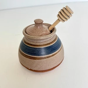 Honigtopf mit Deckel und Löffel - Handarbeit Keramik - signiert - Bild 1 von 8
