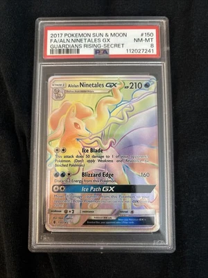 POKEMON GUARDIANS RISING ALOLAN NINETALES GX #150 SECRET RARE PSA 8 NM-MT #* - Image 1 of 4