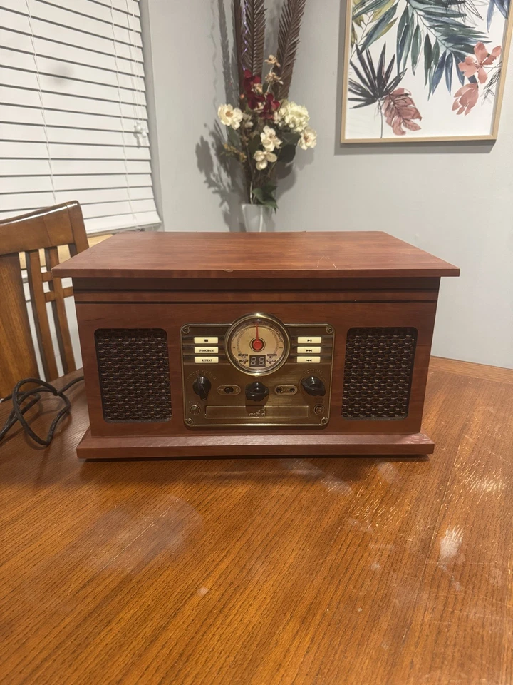 Innovative ITVS-200B 6-in-1 Bluetooth Record Player CD Tape Entertainment Center - Image 1 of 4