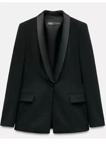 Zara Women’s New Black Tuxedo Blazer jacket SIZE XL - Picture 1 of 9