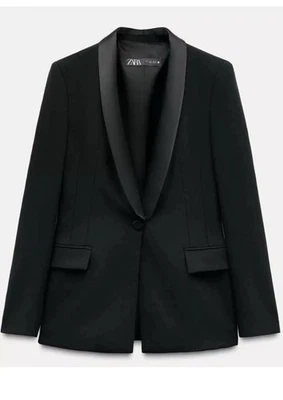 Zara Women’s New Black Tuxedo Blazer jacket SIZE XL  - Image 1 of 4