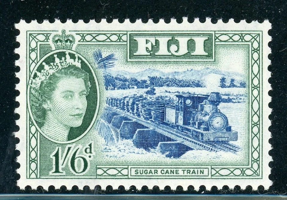 FIJI 157 SG290 MH 1956 1sh6p QEII Definitive Sugar Cane Train CV$17 - Image 1 of 1