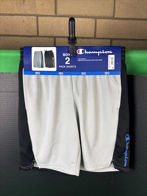Paquete de 2 pantalones cortos Champion para niños talla 10/12 negros y grises Foto 1 de 4