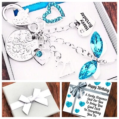 2017THELITTLETHINGS 16th 18th 21st Birthday Gift, Sixpence, Aqua Dragonfly, 40th 50th Box & Card