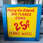 Original 30s 40s Circus Carnival 36" Airplane Merry Go Round painted sign game