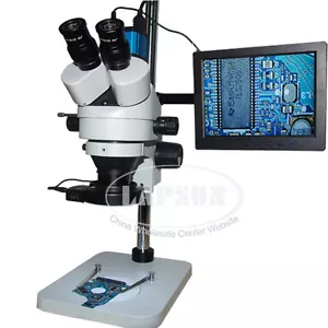 Microscopio estéreo con zoom trinocular 3,5-90X + cámara para oculares HDMI + monitor LCD IPS - Imagen 1 de 1