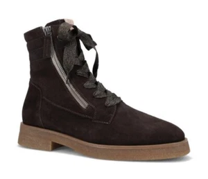 New Ron White Hayley Lace-Up Boot Leather Suede Brown Women 38 Us 7.5 8 Low Heel - Picture 1 of 14