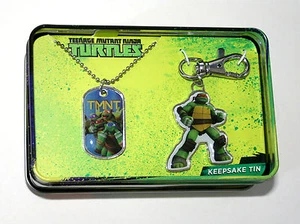 TMNT Turtles Teenage Mutant Ninja Erkennungsmarke & Schlüsselanhänger Blechdose Neu NOS 2015 - Bild 1 von 4