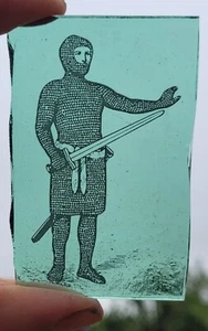 Stained glass Medieval Knight historical kiln fired piece cm x cm - Picture 1 of 2