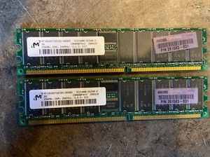2 X HP 261583-031 040345 MEMORY 256MB DDR PC2100R-25330-Z MT18VDDT3272G-265B3 - Picture 1 of 2