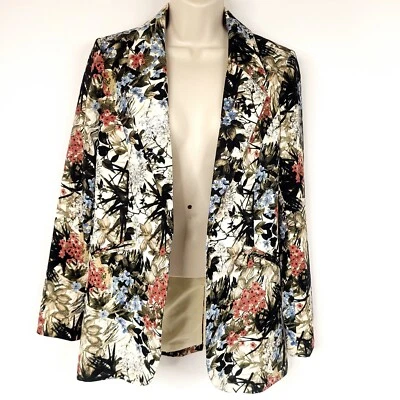 Cynthia Rowley Womens Blazer Suit Small Multicolor Floral Open Front Lined - Image 1 of 4