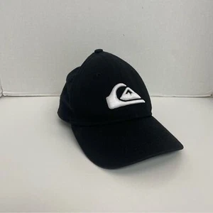 Quiksilver Hat Baseball Cap Embroidered Graphic Logo Stretch Band Black White - Picture 1 of 10
