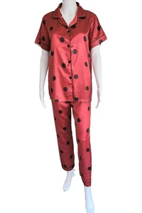 Womens Silk Satin Pajama Sets Soft Short Sleeve Button Down - Picture 1 of 4