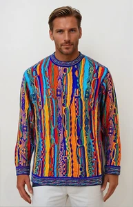 Geccu 3D Multi Colour Pure Merino Wool Sweater Knitwear Jumper - Picture 1 of 1