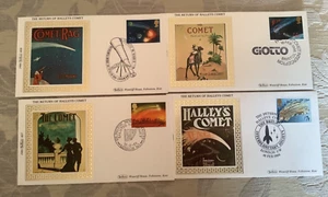 Benham Silk FDC Stamps - 1986 Halleys Comet x4 Very good condition  - Picture 1 of 5