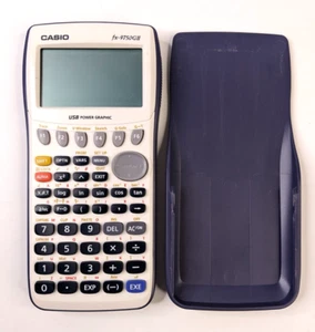 Calculadora gráfica Casio FX-9750GII con cubierta deslizante blanca azul probada funciona - Imagen 1 de 5