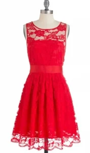 Abito Modcloth Quando Arriva La Notte Rosso Taglia 6 Vestito Donna BB Dakota LEGGI - Foto 1 di 9