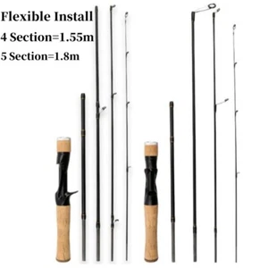 Spinning Casting Fishing Rod Carbon Fishing Rod 5 Sections 1.55m-1.8m Travel Rod - Picture 1 of 42