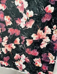 Velvet Fabric Printed Beautiful Glossy Floral 58” x 24” Great For Arts & Crafts - Picture 1 of 5