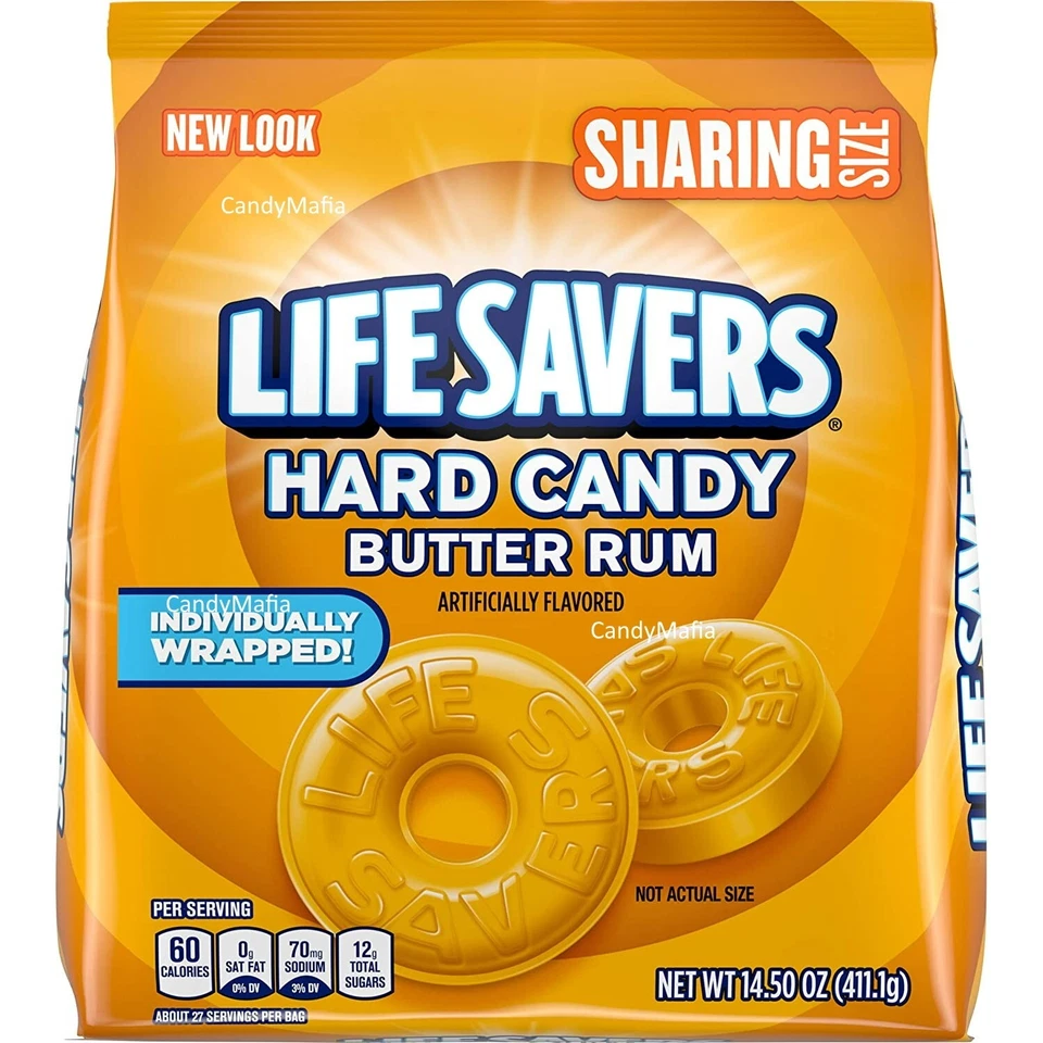 Ron de mantequilla de caramelo duro Lifesavers tamaño compartido 14,5 oz salvavidas RON DE MANTEQUILLA Foto 1 de 1