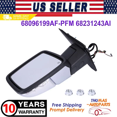 Espejo retrovisor eléctrico izquierdo plegable cromado con luz de señalización Ram 1500 2014-2018 Foto 1 de 4