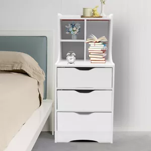 Bedroom Bedside Table Storage Cabinet Organizer with 3 Drawers|Small Nightstand - Picture 1 of 12