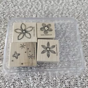Stampin Up "Burst Into Bloom" 2004 Flowers Stamp Set of 4 - mounted - never used - Picture 1 of 3