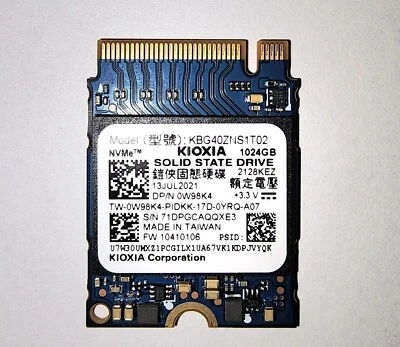 Kioxia SSD 1TB BG4 M.2 2230 30mm KBG40ZNS1T02 NVMe PCIe Gen3 x4 - Image 1 of 2