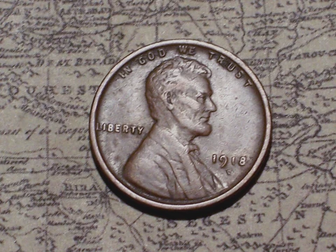 1918-D @  Lincoln  Penny {From old roll} Cover