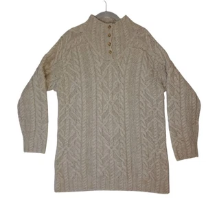 Lauren Ralph Lauren Sweater Hand-Knit Cable Chunky Beige Wool Womens Size S LRL - Picture 1 of 5