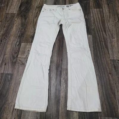 Pantalones de mezclilla Miss Me Irene para mujer 28 blancos corte bota tiro bajo puntada solapa occidental Foto 1 de 4