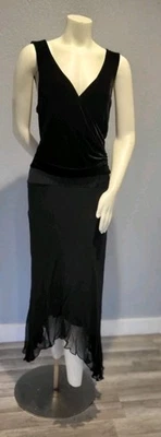 DE COLECCIÓN AÑOS 90 JONATHAN MARTIN STUDIO TERCIOPELO SEDA NEGRO CUELLO EN V SIN MANGAS... Foto 1 de 4