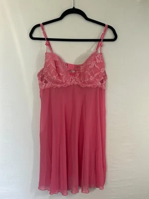 Lencería delicada babydoll camisón talla SL rosa con aros transparente Foto 1 de 4