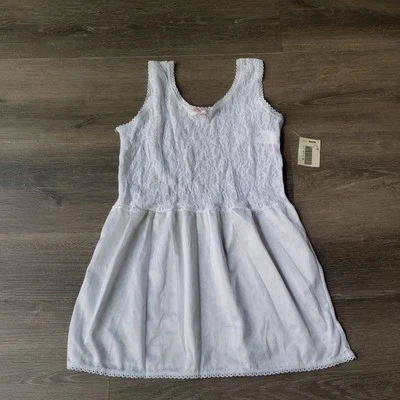 NEW VTG 70s/ 80s Sears White Lace All Nylon Slip Girls Size 8 USA Made NWT FLAW - Image 1 of 4