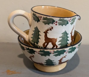 Mini crema para árbol de Navidad Nicholas Mosse Pottery Reno* juego de azucarero abierto - Imagen 1 de 11