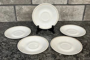 5 Vintage Corelle by Corning Indian Summer Saucer Plates Brown Ring Stripe Rim - Picture 1 of 4