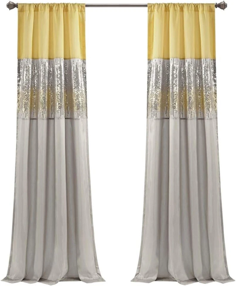 Lush Decor Night Sky 42"W x 84"L (paquete de 1), amarillo &amp; gris  Foto 1 de 4