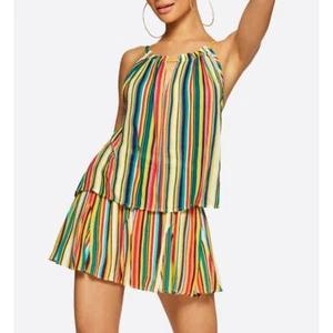 Jessica Simpson set due pezzi Archer Skort e Halter Top a righe torride taglia L - Foto 1 di 14
