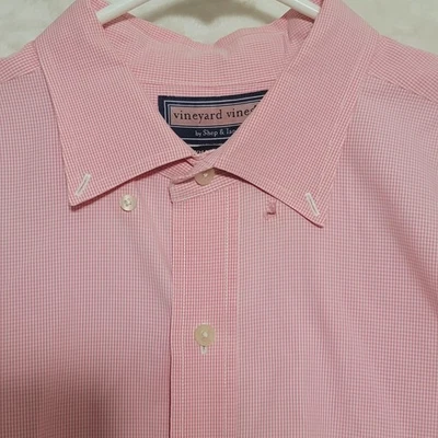 Camisa Vineyard Vines Para Hombres 3XL Rosa Guinga Ballena Abotonada Oxford Manga Larga Foto 1 de 4