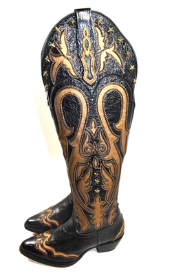 Corral WOMEN'S 7.5 M Black HONEY  LEATHER INLAY Tall Boots ROUND TOE C3949 - Image 1 of 4