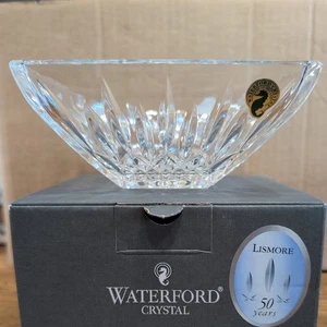 Vintage Waterford Crystal Lismore 6" Square Seahorse Bowl New in Box - Picture 1 of 15