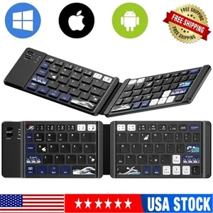 Foldable Bluetooth Keyboard Full-Size Wireless Folding Portable Travel Keyboards - Picture 1 of 13