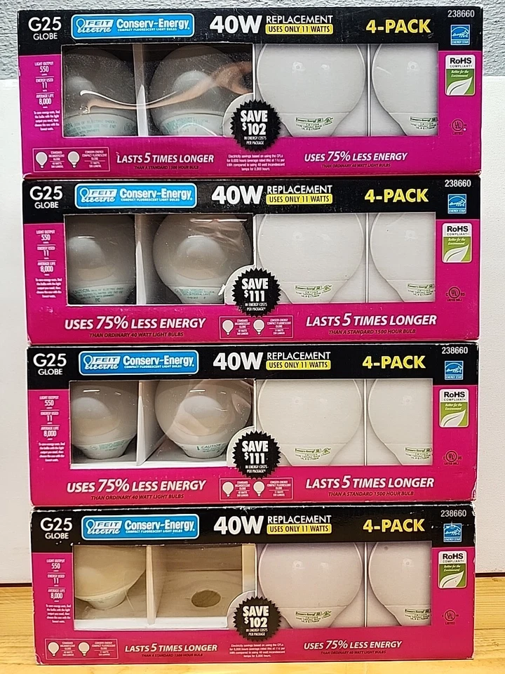 (14x) CFL Compact Fluorescent G25 Vanity Globes - 11watt  Warm White  ~40w (A2) - Image 1 of 3